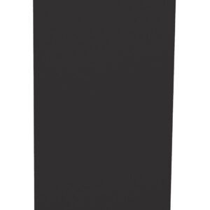 A tall, upright, black rectangular monolith with a subtly slanted top stands against a white background. The surface appears smooth and matte.