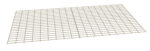 A light beige, rectangular wire grid panel with evenly spaced square openings, positioned diagonally against a plain white background.
