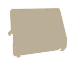 A beige, irregularly shaped flat object with cut-out sections on its edges, resembling a stylized piece of cardboard or paper. Its surface has subtle rectangular indentations and a smooth texture.