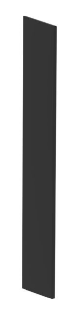 Tall, narrow, rectangular black panel standing upright against a plain white background.