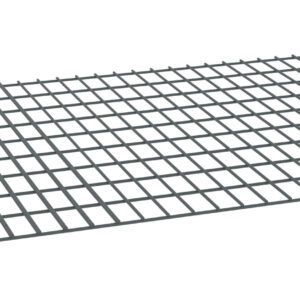 A flat, rectangular metal grid with evenly spaced parallel and perpendicular lines, creating a series of square openings. The grid is displayed against a white background.