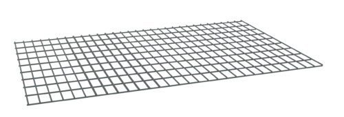 A flat, rectangular metal grid with evenly spaced parallel and perpendicular lines, creating a series of square openings. The grid is displayed against a white background.