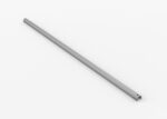 A long, slender metal rod with a smooth surface and a slight sheen, positioned diagonally across a plain white background. One end appears slightly rounded while the other is less visible due to the angle.