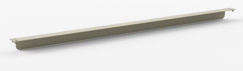 A long, beige, rectangular metal bar placed horizontally on a white background. The ends of the bar are slightly wider with holes for mounting or attachment. The surface appears smooth and uniform.