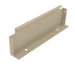 A beige metal bracket with a rectangular shape, featuring two circular holes on the bottom edge and two on one side. The bracket has a flat base and vertical extensions with a notch, creating a stepped appearance.
