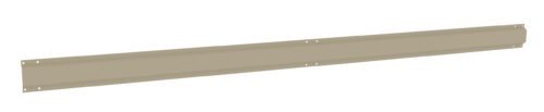 A long, narrow, beige metallic strip with multiple small holes symmetrically placed along its length. The strip appears flat with slightly raised edges.