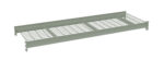 Image of a rectangular metal grating platform with a grid pattern. It has two supporting side panels and an open bottom. The grating is designed for ventilation or drainage. The object is shown on a plain white background.