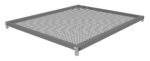 A rectangular, flat gray metal mesh tray with raised edges. The tray features a perforated surface and metal brackets at each corner for support. The mesh pattern consists of evenly spaced small circular holes.