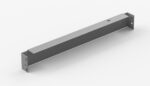 Metal rectangular bar with two mounting holes on each end. The bar is grey and smooth, with a slightly beveled edge. It is positioned diagonally on a white background.
