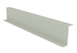 A light gray, L-shaped metal bracket with two holes on each end for mounting. The bracket is positioned diagonally with the longer side at the top.