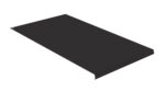A black rectangular metal panel with a slightly raised edge on one side, viewed from an angle against a white background.