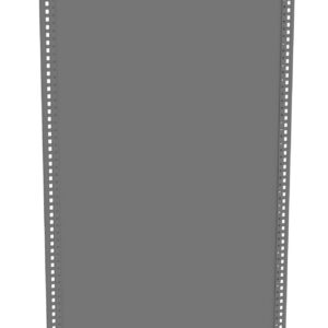 A tall, rectangular gray shelving unit with perforated metal side supports, designed for storage and organization. The front is plain, without shelves, showcasing its sleek and modern industrial design.