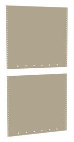 Two blank beige sheets of perforated paper with holes on the sides and bottom. The sheets are aligned vertically, with one above the other, against a white background.