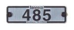 Metal plate with tennsco at the top and large bold number 485 below it. The bottom reads Dickson, TN 37055. Two screw holes are on either side of the plate.
