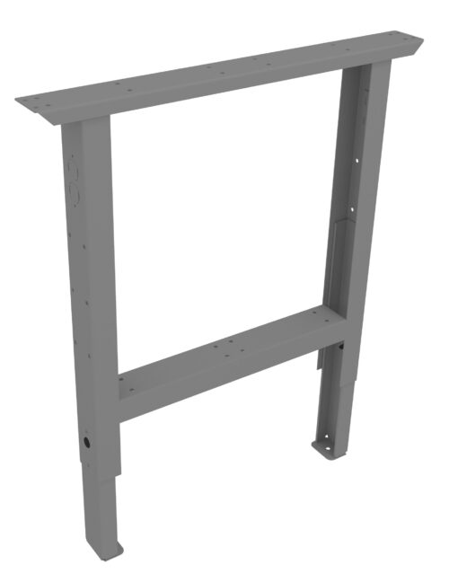 A gray, rectangular metal mounting bracket with an open center, designed for structural support. The bracket features multiple holes for secure attachment and has a sturdy, minimalistic design.