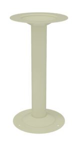 A vertical, cylindrical, off-white metal stand with circular bases at the top and bottom. Both circular ends feature holes for mounting or attaching. The surface appears smooth and the overall design is simple and functional.