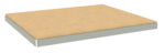 A rectangular, flat wooden board with a light brown surface, framed by a gray metal border. The board is viewed from an angle, showcasing its thin profile.