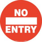 The MH-USA Floor Graphic Markers feature a red circular design with a white horizontal bar and NO ENTRY text. At 16.93 inches in diameter, it stands out for clarity and attention.