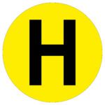 The MH-USA Floor Identification Marker, featuring a black H on a vivid yellow circle, has a diameter of 7.48 inches (190mm) for clear visibility and easy identification.