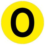 A large black letter O, akin to the MH-USA Floor Identification Marker - Letter O, is centered on a bright yellow circular background with a 190mm diameter.