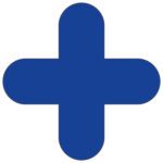 The MH-USA Floor Signals pack of 10 features a bold blue cross on a white background, each measuring H.11.81 in. x W.11.81 in., providing clear guidance.