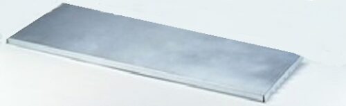 A rectangular sheet of metal with a smooth, reflective surface lies on a white background, reminiscent of the sleek design often seen in chemical storage cabinets.