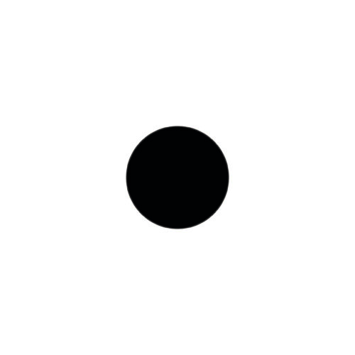 A large black dot, like the MH-USA Floor Signals - Circle with a 3.54-inch diameter, perfectly centered on a pristine white background.