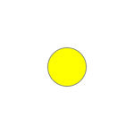 A 3.54-inch diameter bright yellow MH-USA Floor Signals circle with a thin black outline is centered on a white background.