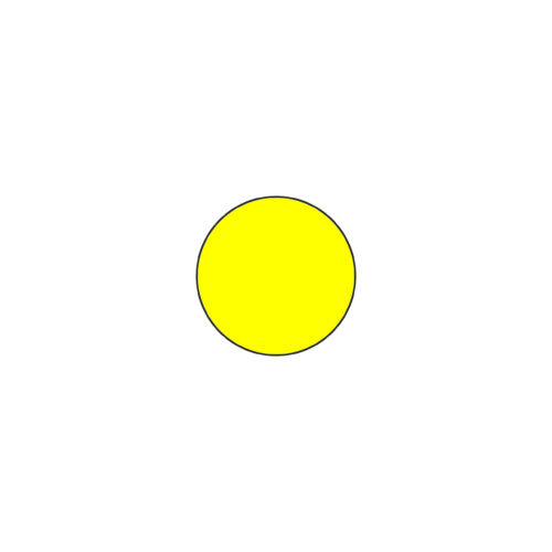 A 3.54-inch diameter bright yellow MH-USA Floor Signals circle with a thin black outline is centered on a white background.