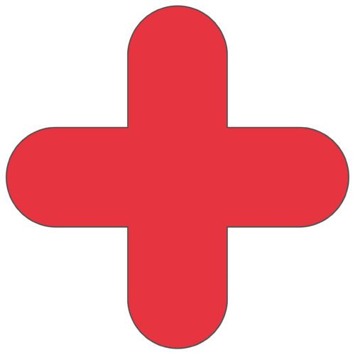 Reminiscent of MH-USA Floor Signals, this bold red cross with rounded edges on a white background measures 11.81x11.81. Its available in a pack of 10 and ideal for clear safety markings.