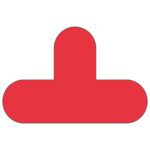 A red MH-USA Floor Signal, resembling an inverted T or joystick with two rounded horizontal edges and a curved top section, is centered on a white background. It measures 7.87 in. high by 11.81 in. wide and comes in a pack of 10.