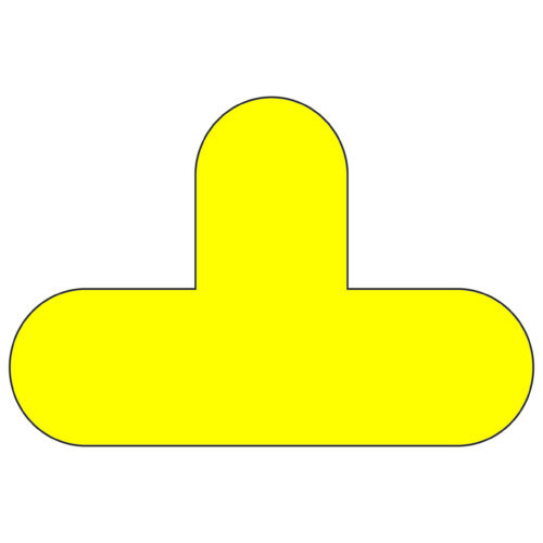 FST-Y.jpg A yellow MH-USA Floor Signal, shaped like an upside-down T with rounded ends and a slightly elongated top, on a white background. Dimensions: H.7.87 in. x W.11.81 in., available in a pack of 10.