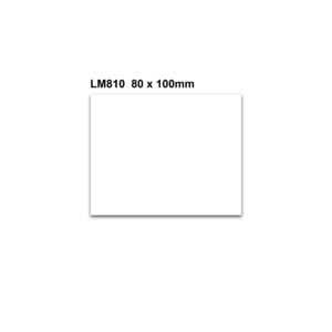 A white label with LM810 80 x 100mm in bold black is on this MH-USA Magnetic Easy Wipe Location Marker, dimensions H.3.15 in x W.3.94 in, against a clean white background, available in a pack of 100.