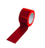 A roll of MH-USA Floor Marking Tape - H.2.95 in. x W12.99 in. - Red, partially unrolled and displayed on a white background.