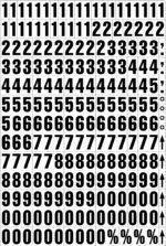 The MH-USA Magnetic Mixed Numbers - H.0.91 in. on a white background showcases bold black numbers, arrows, and percentage signs in an orderly grid from 1 to 9, followed by zeros and unique symbols.