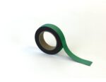 The MH-USA Magnetic Easy-Wipe Strip - Green - H.1.18 in. x W3.94 in., a roll of green adhesive tape, is partially unrolled on a plain white background, displaying its circular inner core.