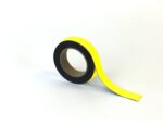 A roll of MH-USA Magnetic Easy-Wipe Strip - Yellow (H.1.18 in. x W3.94 in.), partially unrolled, is angled on a plain white background with its vivid yellow and black border visible.