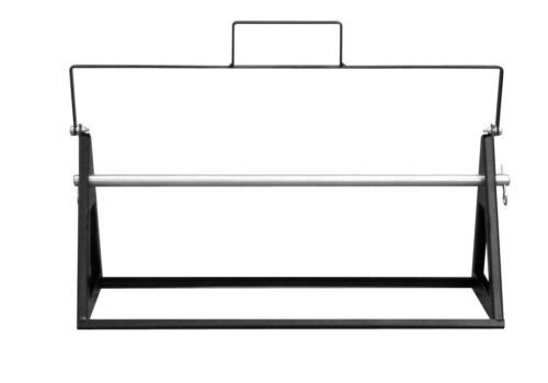 A black and silver empty rectangular paper towel holder with a handle on top. The simple design features a metal bar across the middle for holding paper towels within a sturdy frame. The background is plain white.