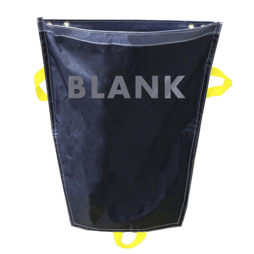 RSMB1-BK.png A black tarp with BLANK in large gray letters, outlined by white stitching, features yellow handles on each side and bottom for added practicality. Its perfect for the MH-USA Racksack Mini - Blank collection.