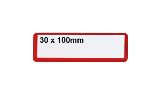 SAP310R.jpg The rectangular MH-USA Ticket Pouch features a red border framing black text 1.18 x 3.94 in. on a white background, sold as self-adhesive packs of 100.