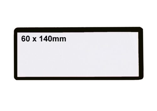 SAP614BK.jpg A black-bordered, white label reads 60 x 140mm in the top left, making it ideal for organizing essentials with MH-USA Ticket Pouches. These self-adhesive pouches measure H.2.36 in. x W.5.51 in., come in a pack of 100, and offer ample storage space efficiently.