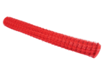 The TCT 50 Orange Safety Fencing roll, with a grid pattern, is neatly coiled into a cylinder and isolated on a white background.