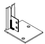 Illustration of an L-shaped metal bracket with a flat base and two vertical panels, each with holes for screws or bolts. The base has two holes, and the panels are connected at a right angle, likely for mounting or structural support.