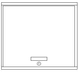 A simple line drawing of a rectangular closed locker with a small circular keyhole in the center near the bottom. The locker has clean lines and no additional features or markings.