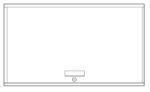 A simple line drawing of a rectangular whiteboard with a small tray at the bottom center for markers or erasers. The board has a thin border and is otherwise blank.