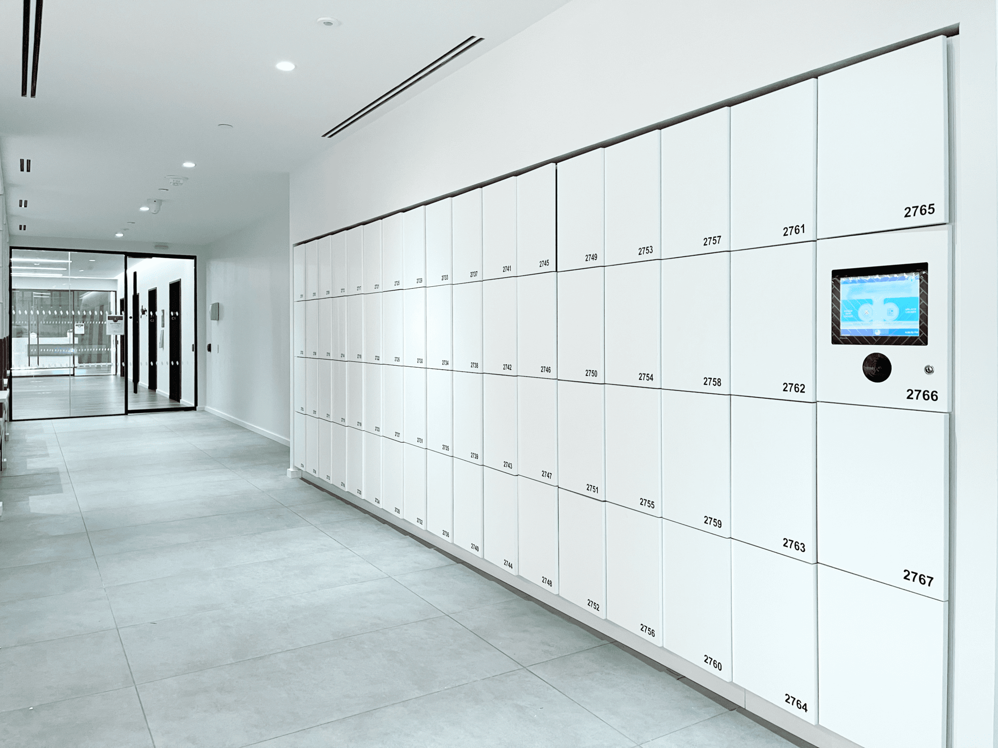 Modern co-working smart locker with touchscreen