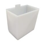 Rectangular white plastic container with a small tab on one side, set against a plain white background.