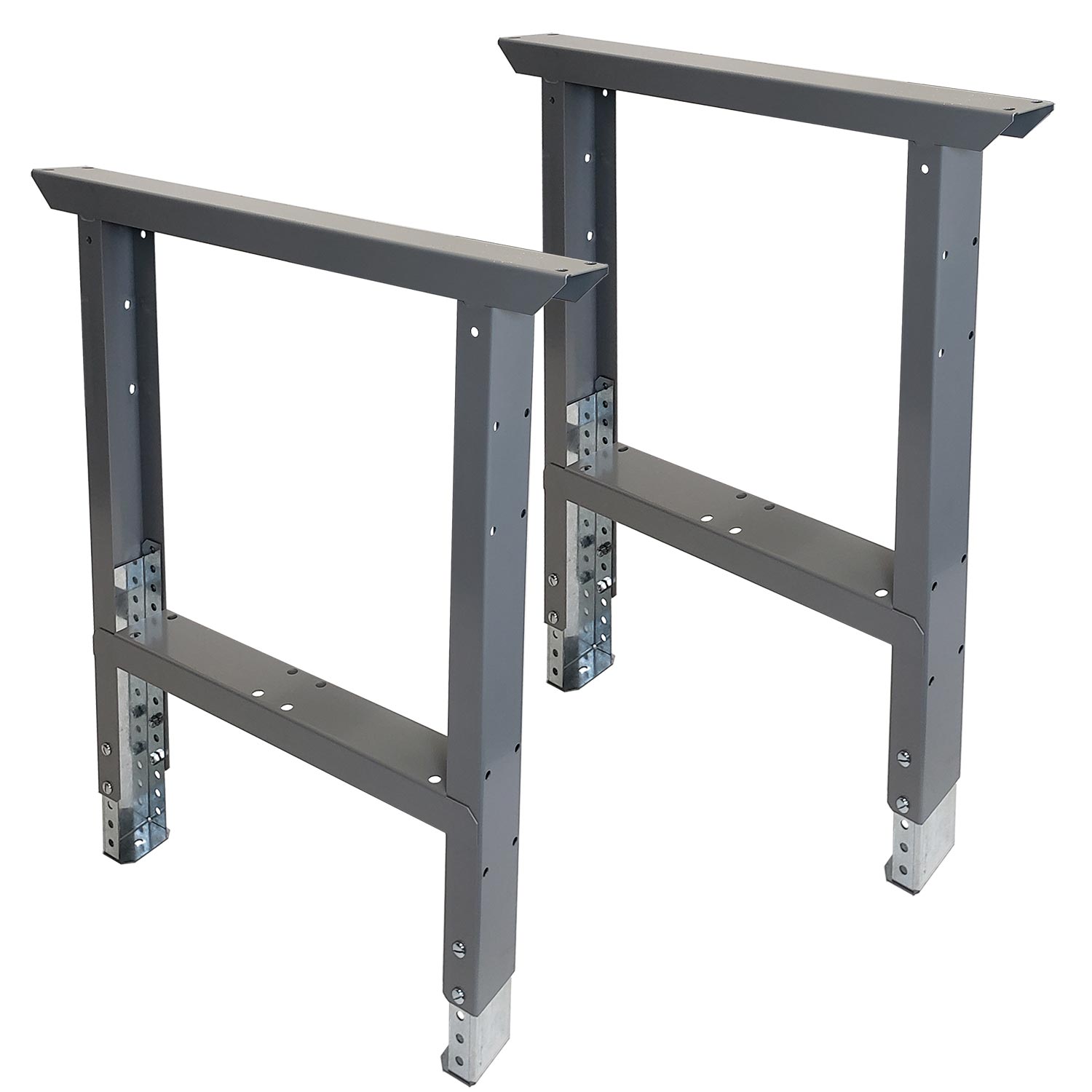 Adjustable Workbench Open Panel Legs - 2 Pack - 30"d - Dove Gray