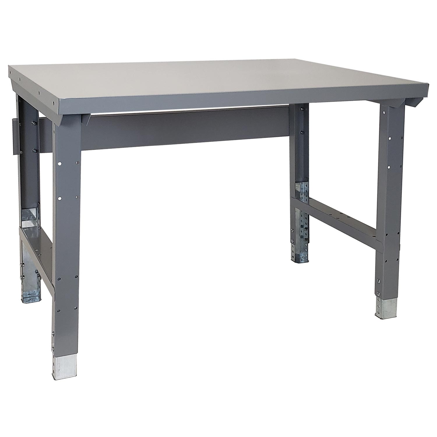 Adjustable Workbench with Painted Steel Top - 60"w x 30"d - Dove Gray