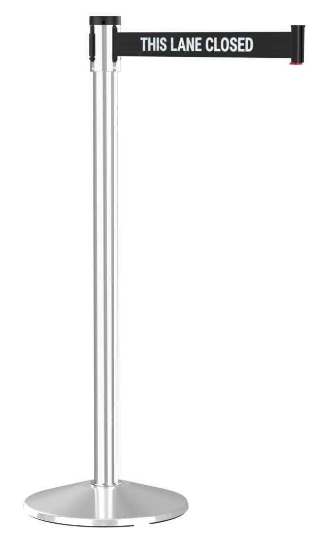 Slim Post Retractable Belt Barrier, 10'